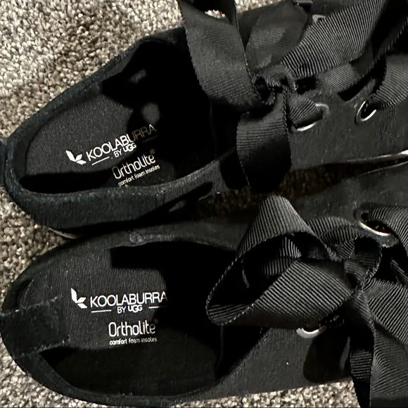 Koolaburra by UGG Women's Penley Sneaker, Black Canvas Lace Up, 10 - Picture 3 of 8